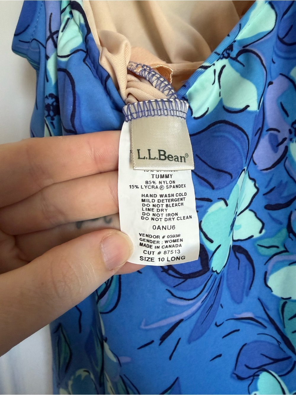 Vintage L.L. Bean Blue Floral Swim Dress - Picture 7 of 11